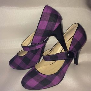 Purple/ Black Plaid Heel